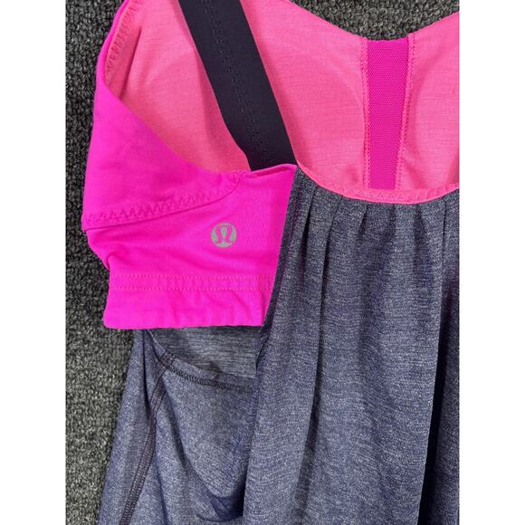 Lululemon Tank Top Built In Bra Womens Size 4 Gray Magenta Purple Print - Picture 3 of 7